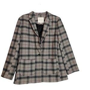 American Eagle Plaid Themed Long Blazer Jacket Size M